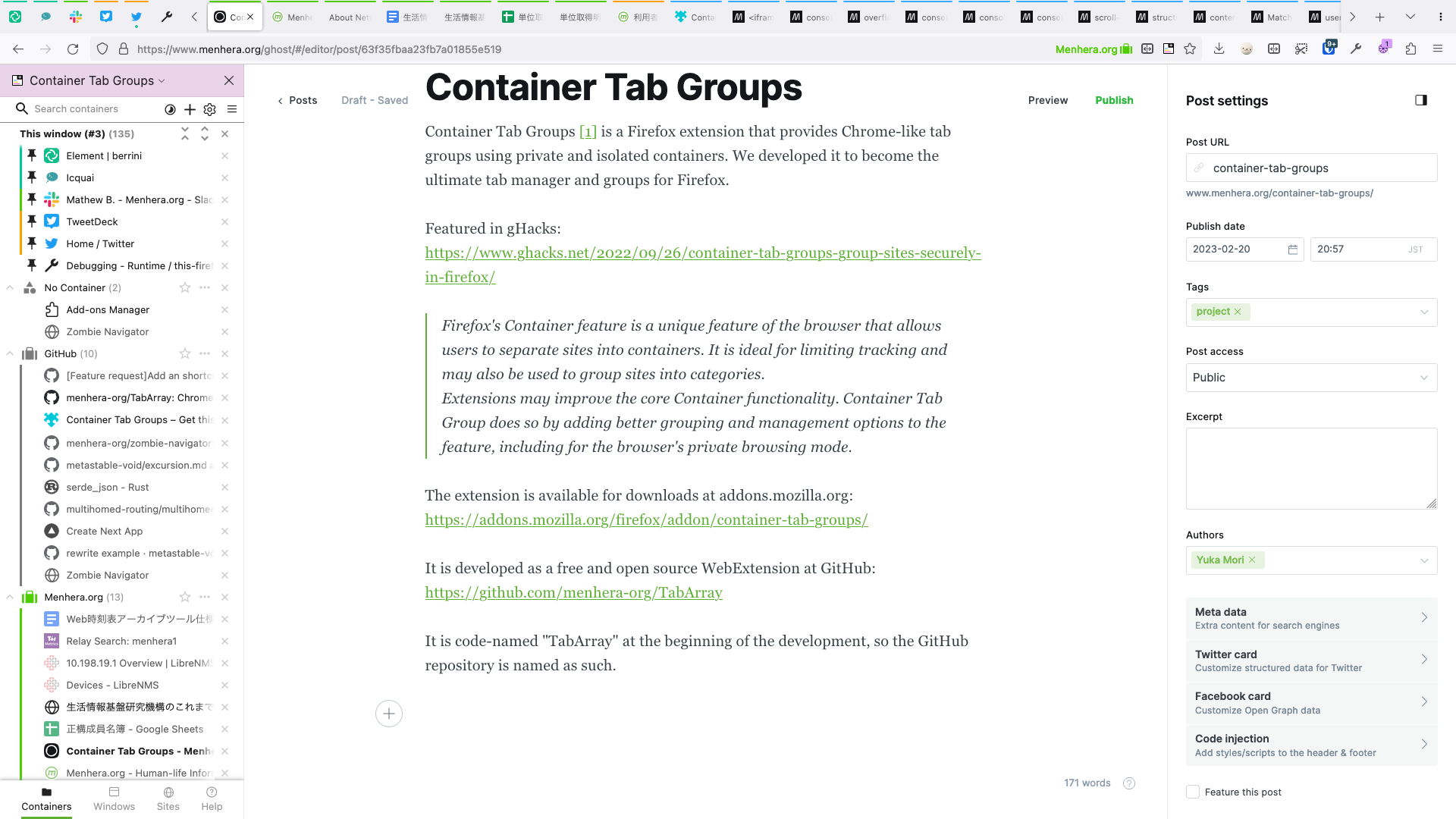 Container Tab Groups