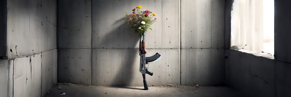 AK-47 used as a vase